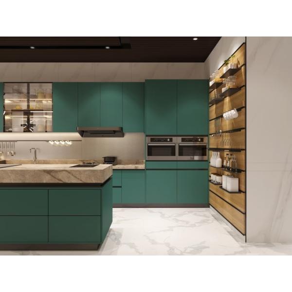 Fadior Lotus Green Elegance: Full Stainless Steel Kitchen Cabinets For Modern Homes