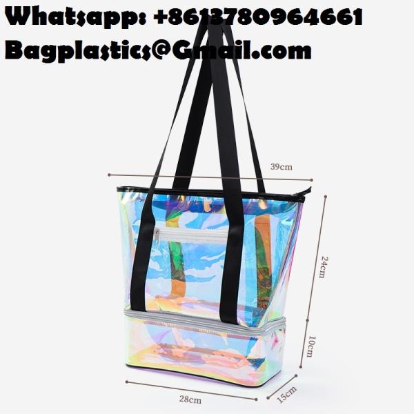 Magic Pouch Cute Clear Iridescent Holographic Makeup Bag Toiletry Cosmetic Bag Gifts For Women Girls Teens Friends Bachelorette Rainbow Waterproof