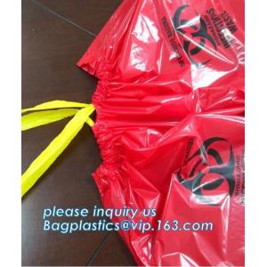 Biohazard Waste Disposal Bags Drawstring, Gallon Capacity, Medical Garbage Bags,