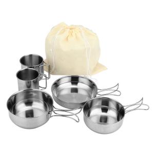 Quality Camping 5pcs Outdoor Cookware Set Stainless Steel Picnic Cookware for sale