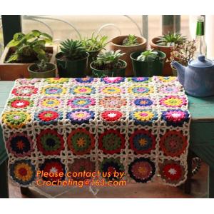 Handmade crochet hook Daisy striped blanket, Cashmere knitted blanket, sofa