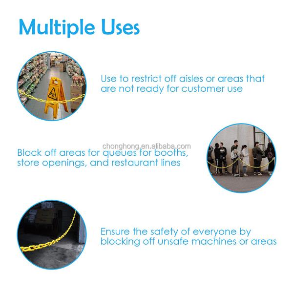 8mm PE Red/White Yellow/Black Color Plastic Safety Chain for Durable Roadway Protection