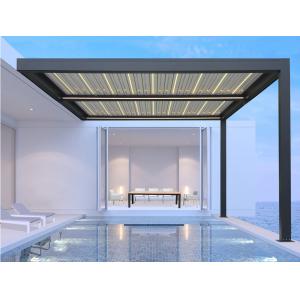 Telescopic Garden Aluminum Louvered Pergola 5.8m Bioclimatic 3000K Yellow