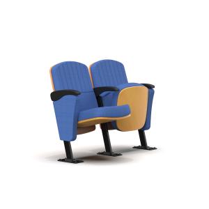 Quality Polyester Fabric Wood Lecture Hall Chairs Solid Theater Seat for sale