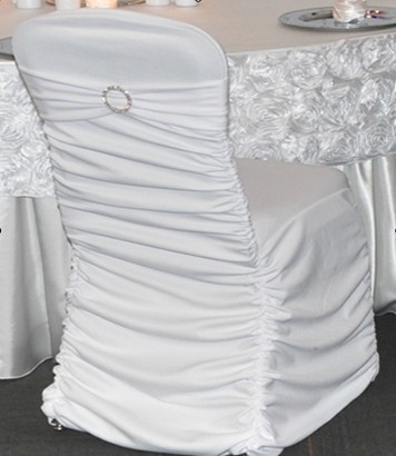 pleated white chair cover with valance