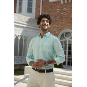Water Green Long Dress Business Linen Men'S Pajamas