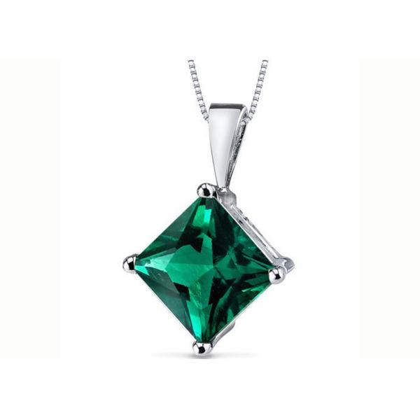 2.2ct Natural Emerald Pendant Necklace Princess Cut 7×7mm size