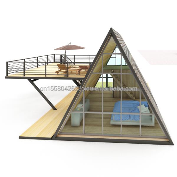 Galvanized Steel Square Tubes Deluxe Small Wooden House Triangle Modular Prefabricated House for Your Requirements