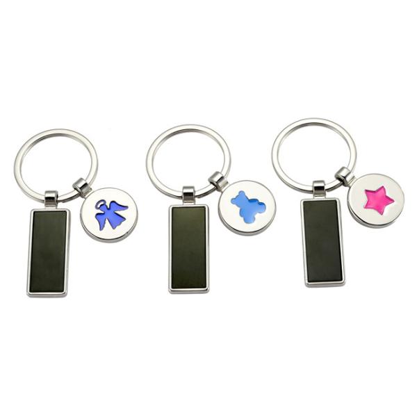 Promotion Custom Logo Metal Keychain Holder Cute Pendant Rectangle Body