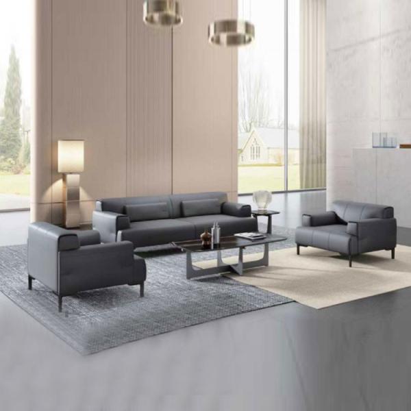 ISO Sponge Material Office Furniture Sofa Black Color Leather Sofa Set