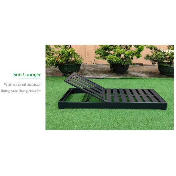 Outdoor Adjustable Aluminum Swimming Pool Lounger Folding Cabana Recliner Chair Poolside Backyard