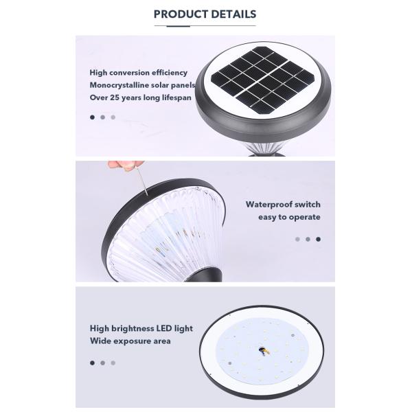 3000k LED Solar Lawn Garden Lights With 2000mAh Battery For Pathway Outdoor Decor