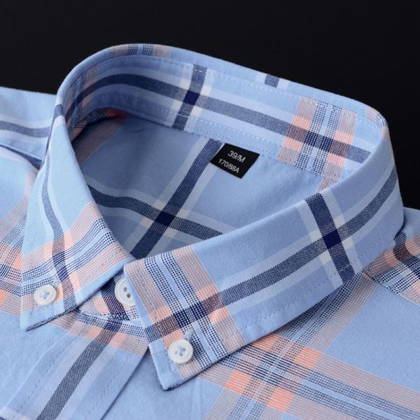 100% Cotton Plaid Western Fashionable Mens Shirts Half Long Sleeve Plus Size In Autumn