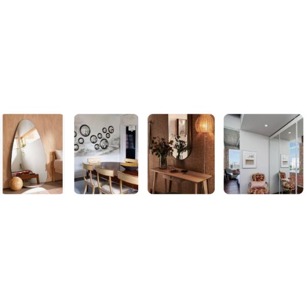 Application of Coloured Mirror Glass Coloured Mirror Glass Custom Copper Free Lead Free Mirror Glass