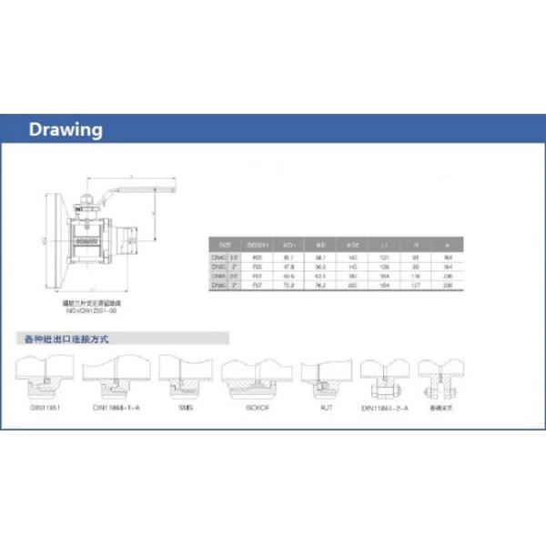 DN65 3Pcs Tank Bottom Ball Valve with noretention design for pharmacy