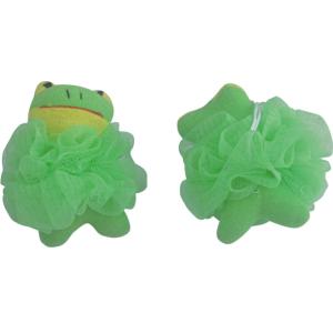 Quality Anti - microbial Green Pe Mesh Shower Net Sponge Frog Shape for sale