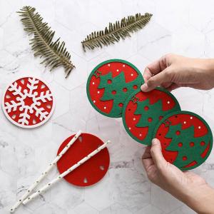 Heat Insulation 10cm Felt Christmas Themed Cup Mat
