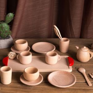Pot Teatime Wooden Play Pots And Pans Kids ISO9001 Tableware