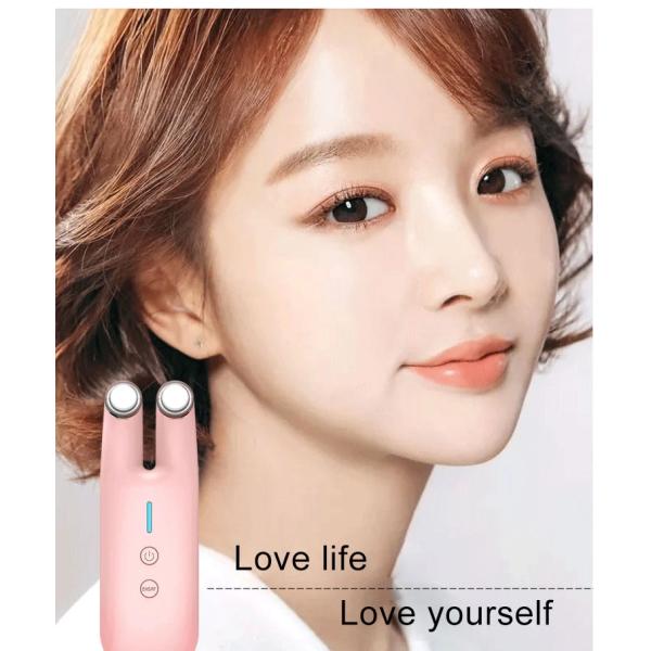 White Pink 95g DC 3.7V 3.5W RF EMS Facial Beauty Massager