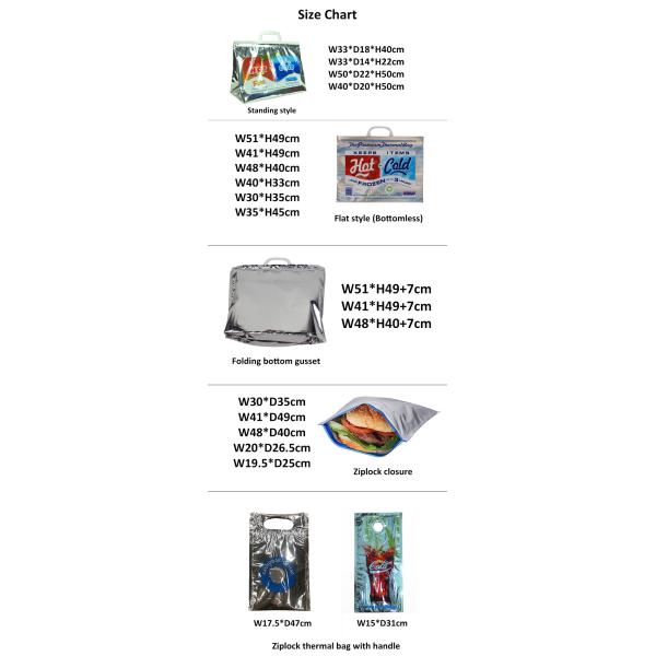 30lbs Hot And Cold Insulated Bags , Aluminum Foil Takeaway Carrier Bags