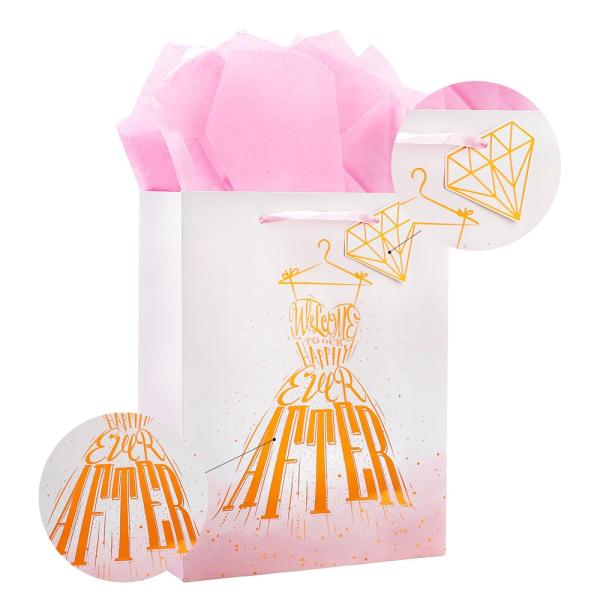 Custom Order Customised Logo Personalised Coated Paper Bag for Happy Wedding Gift