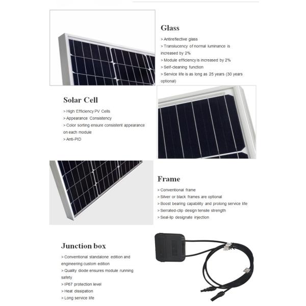 RoHs 110 Watt Mono Silicon Solar Panels , Multiscene Mono Crystal Panel