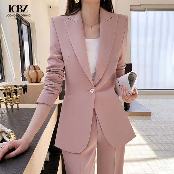 Business Office Work Wear Nonwoven 3 Pieces Sets Women's Suits with Button Decoration
