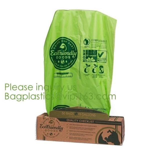 64 Gallon compostable trash bag biodegradable garbage bag, 0.9 Mil, 47"W x 60"H,cornstarch made 100% eco friendly direct