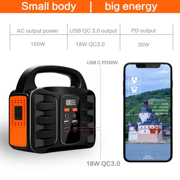 Battery Car Portable Power Station Solar Generator 150W Industrial