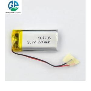 China Oem Rechargeable Li Polymer Battery Pack 501735 3.7v 220mah on sale