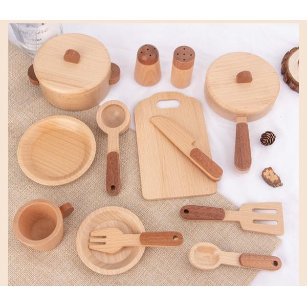 Children'S Log Wooden Kitchen Toy Set Simulation Mini Educational