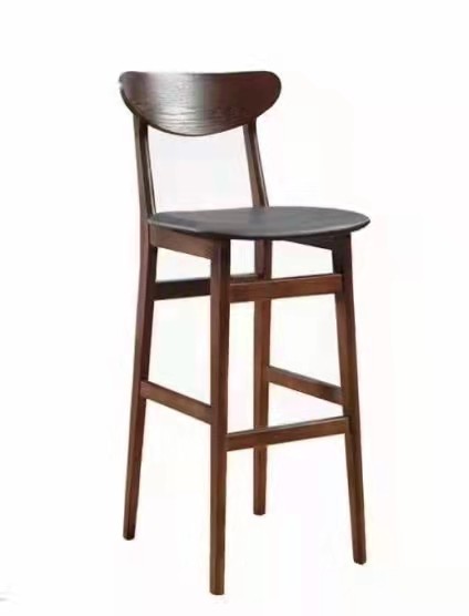 ISO14001 Vintage Rebound Sponge Tall Wooden Bar Stools With Steel Legs