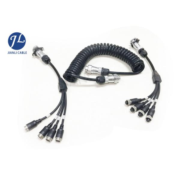 Customized 4 CAMS For 7 Pin Waterproof Vehicle Spiral Power Cable