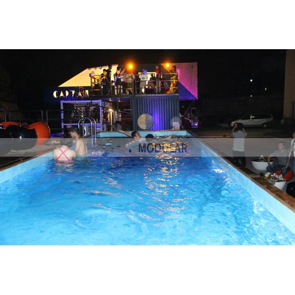 Luxury Prefab Modern Portable Container Swimming Pool With High Strength Glass Wall