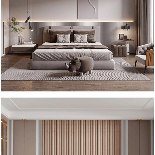 Decorative 3D WPC Wooden Ceiling Outdoor 15mm Round Grille Panel