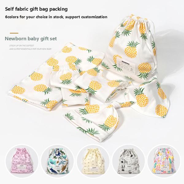 Wholesale Soft Organic Cotton Baby Pajamas Blanket Rib Hat Pants Set Baby Gift Set Newborn Baby Set