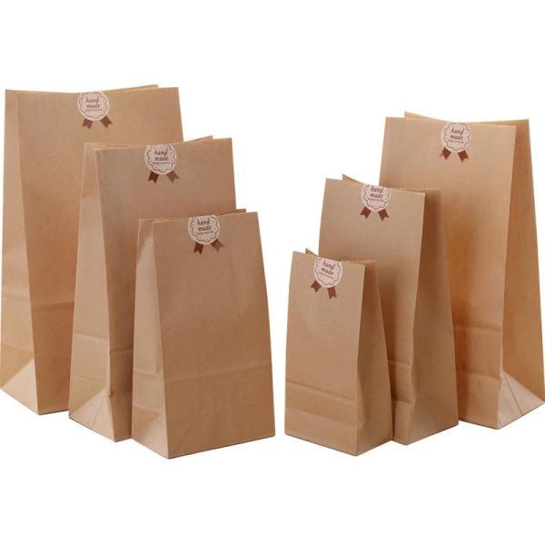Brown OEM ODM Printed Kraft Paper Bread Bags 35um-150um Thickness
