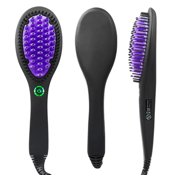 Anion Hair Straightener Brush Comb 110-240V With Rubber Handle