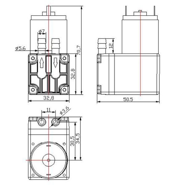 Customized Small Electric Liquid Pump ,12 Volt Miniature Vacuum Pump For Beauty Machine