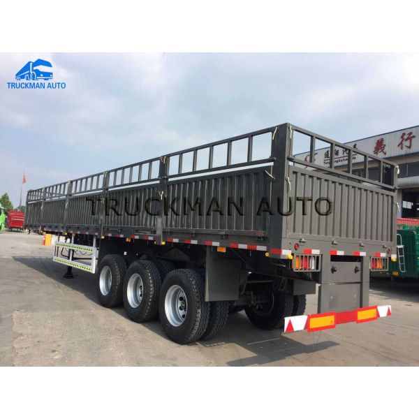 Grey / Red Side Wall Semi Trailer 50 Tons Loading For 40" Container Bulk Goods