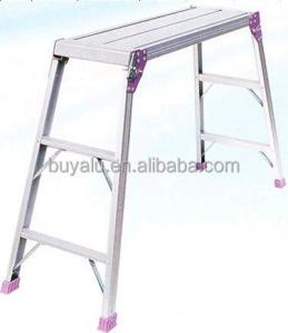 China Clear Anodized 1 Aluminum Step Ladder 50Kg Max Load Aluminum Platform Ladder on sale