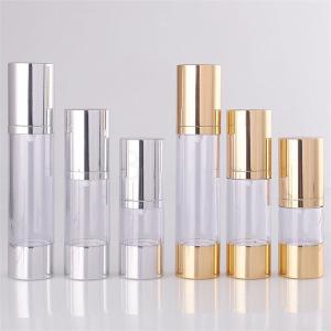 Quality Transparent Plastic Airless Cosmetic Packaging With Spray Pump Screw Up for sale