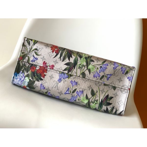 OEM floral Louis Vuitton Onthego Empreinte Silver Coated Canvas Tote Bag