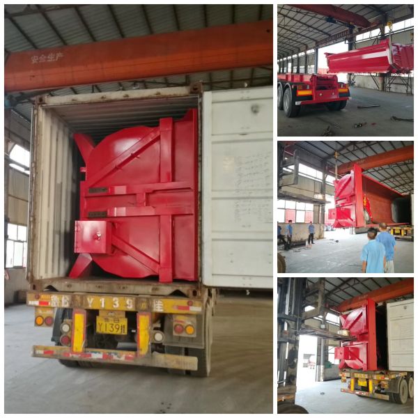 Green U Shape 3100mm Truck Tipper Trailer 12R20 3 Axle Tipper Truck 80 Ton