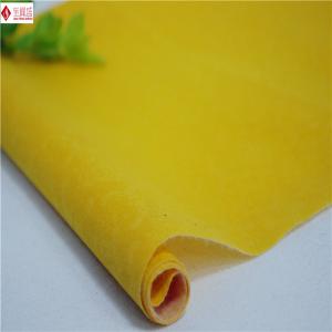 Quality Soft Polyester Yellow Printed Velvet Fabric Embossed Flocked Customized for sale