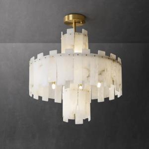 China Iron Scagliola High End Pendant Lights With Marble Lampshade on sale
