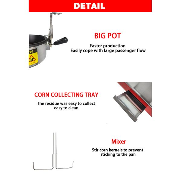 Convenient Outdoor Popcorn Machine with Food Warmer and Private Mold Design