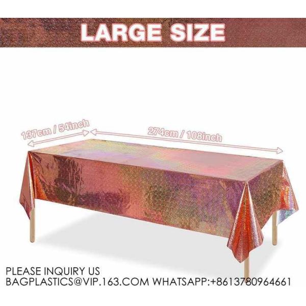 Laser Rainbow Theme Party Tablecloth Aluminum Film Birthday Wedding Party Decoration Disposable Tablecloth Decoration