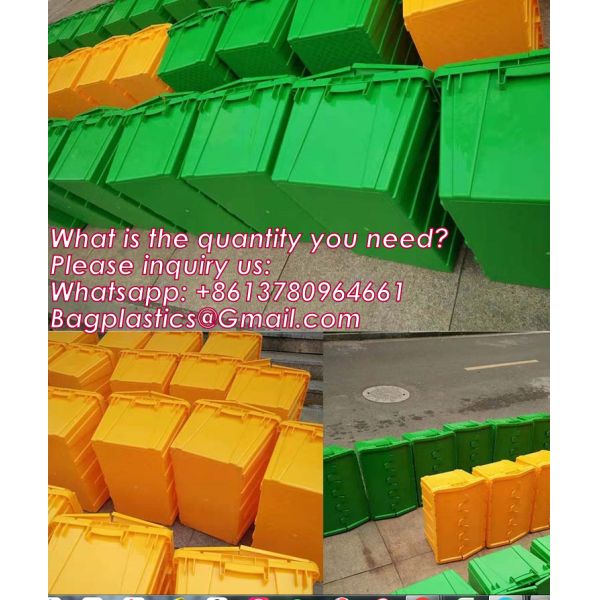 Folding Plastic Stackable Utility Crates 2-Pack, Collapsible Storage Bins With Lids Durable Containers For Home & Garage Organization