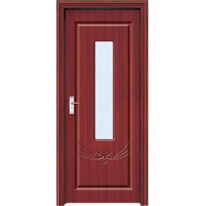 Quality Solid Core Interior PVC Wood Doors From China Manufacturing, with clear tempered glass for sale